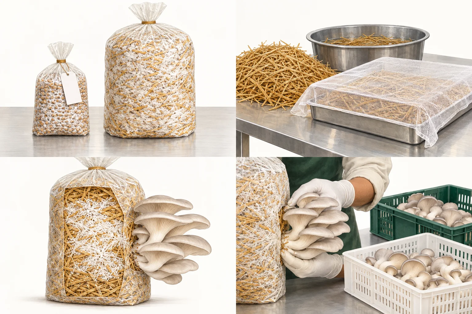 Illustration of straw preparation and protected cooling containers.